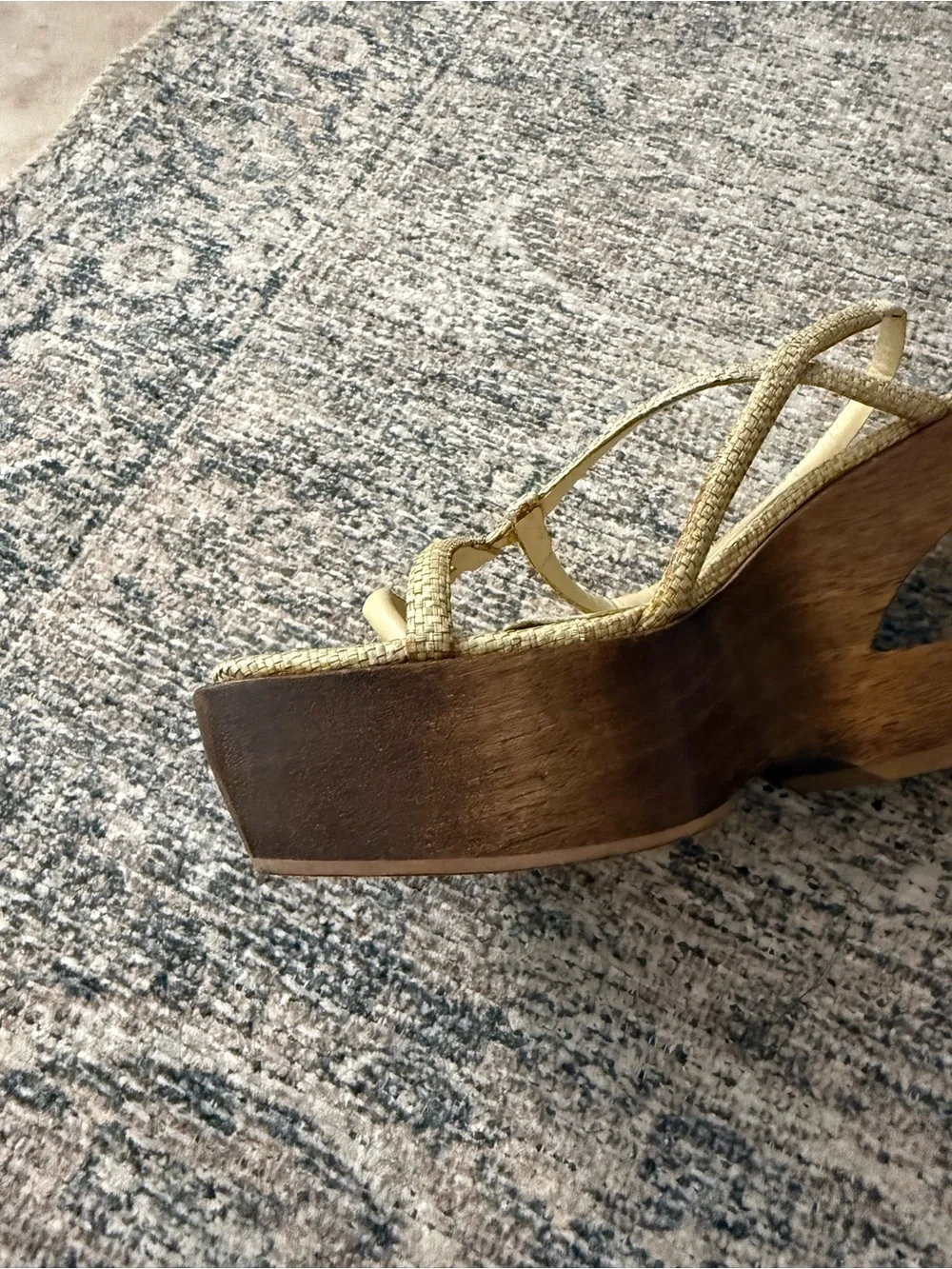 cult gaia Strappy Wood-Block Slingback Heels